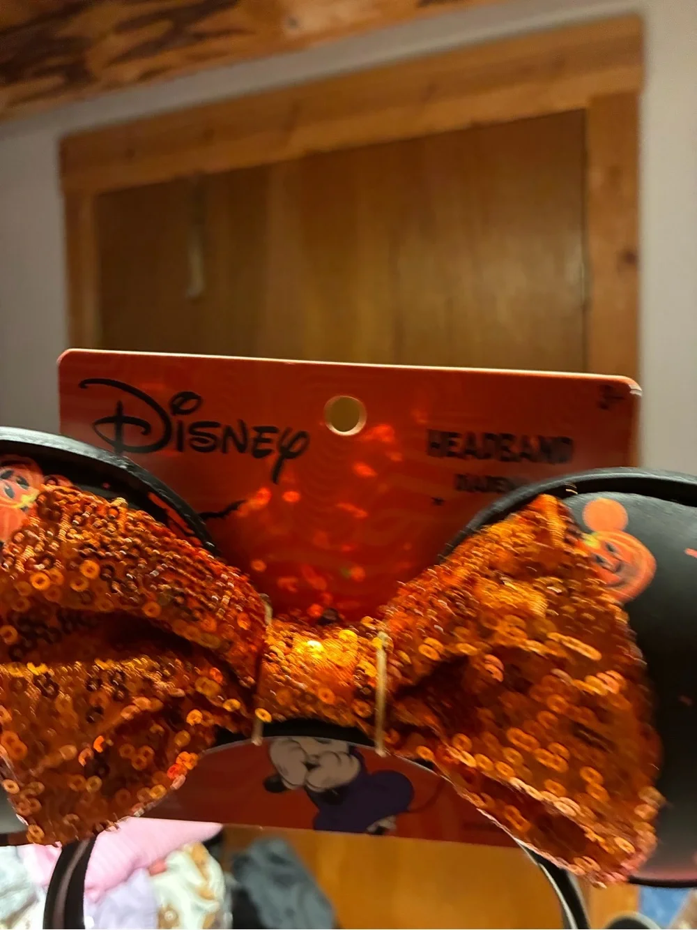 NWT Disney Mickey Mouse Halloween Sequined Bow Ears